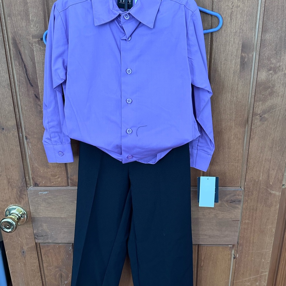 Vibrant Purple Kids Button-Down Shirt Set